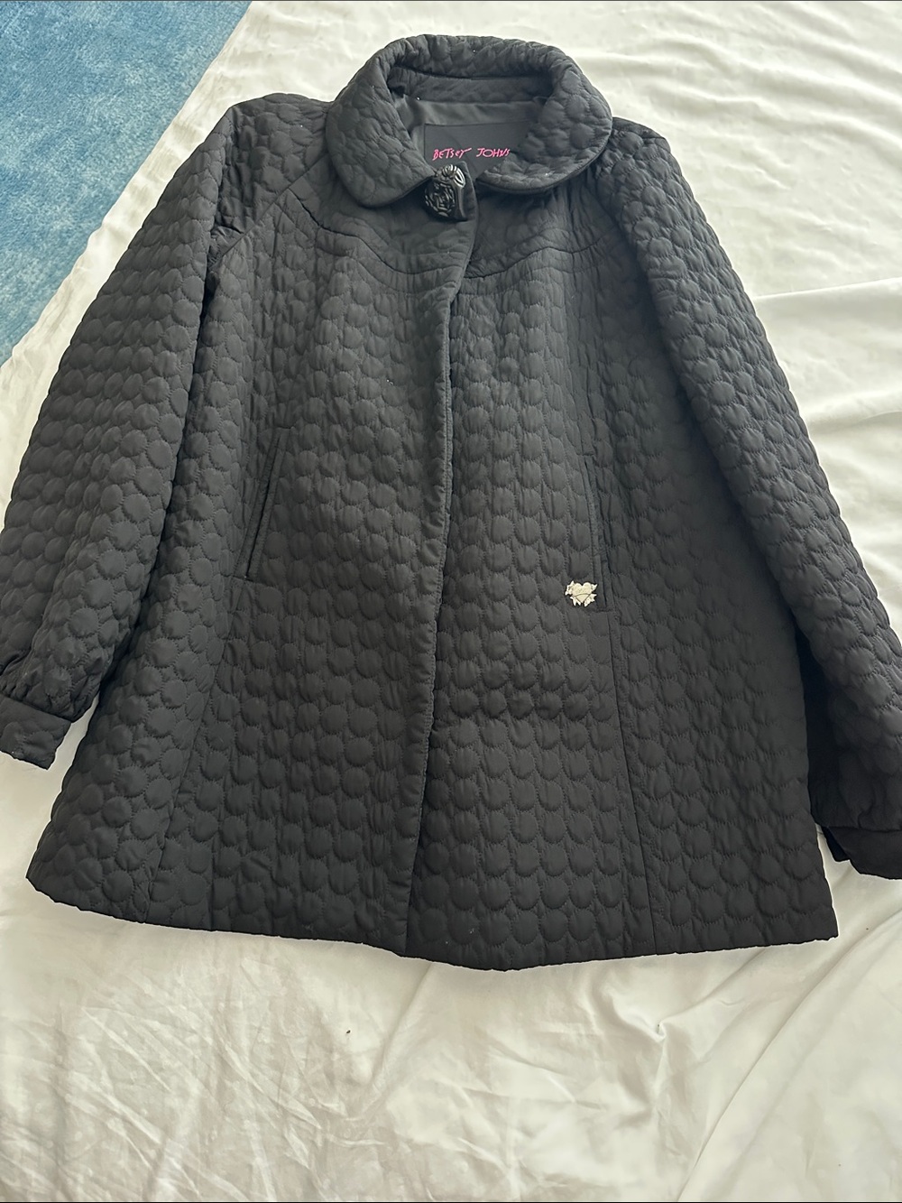 Betsey Johnson Black Quilted Puffer Coat for Kids